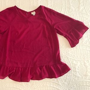 Pink Blouse with Ruffle Detail